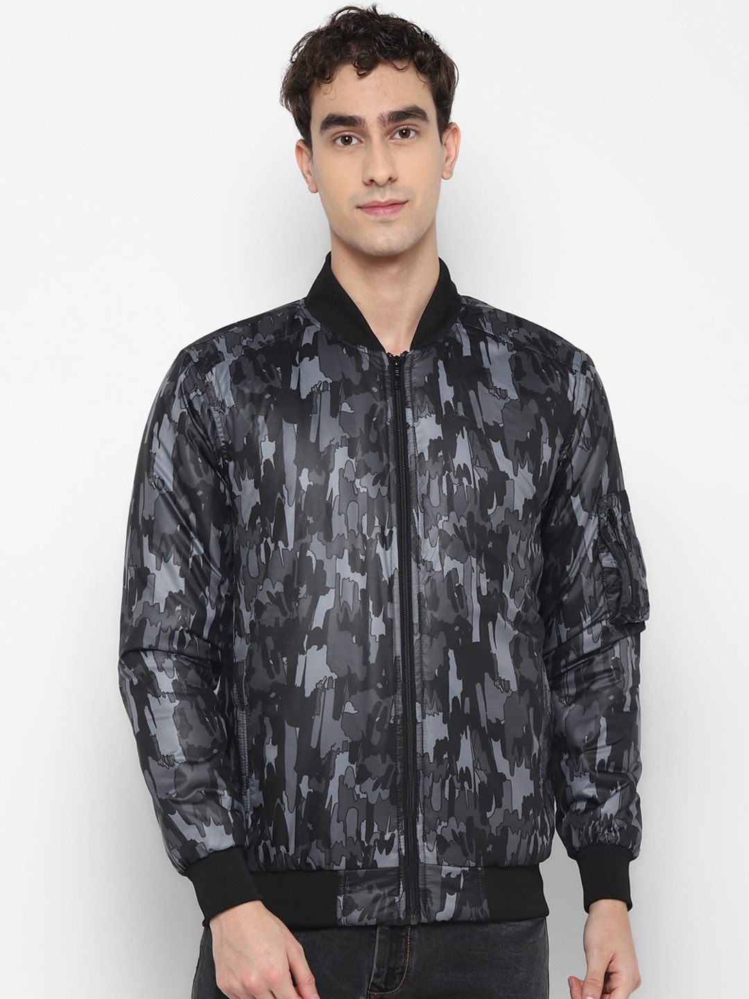 

Red Chief Men Grey Water Resistant Bomber Jacket