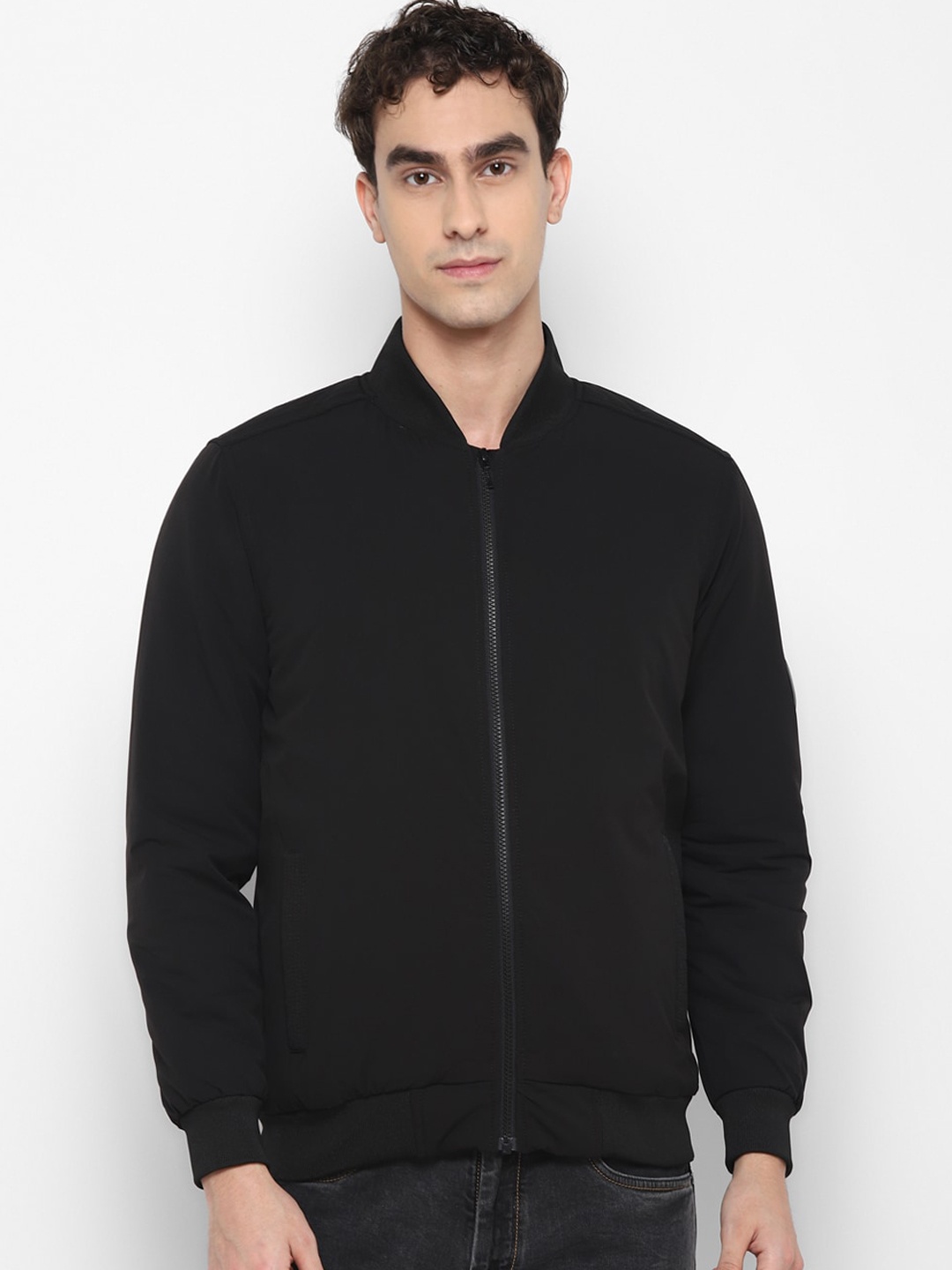 

Red Chief Men Black Striped Water Resistant Sporty Jacket