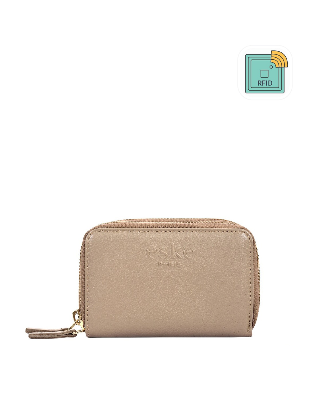 

Eske Women Beige Marcie Leather Zip Around Wallet