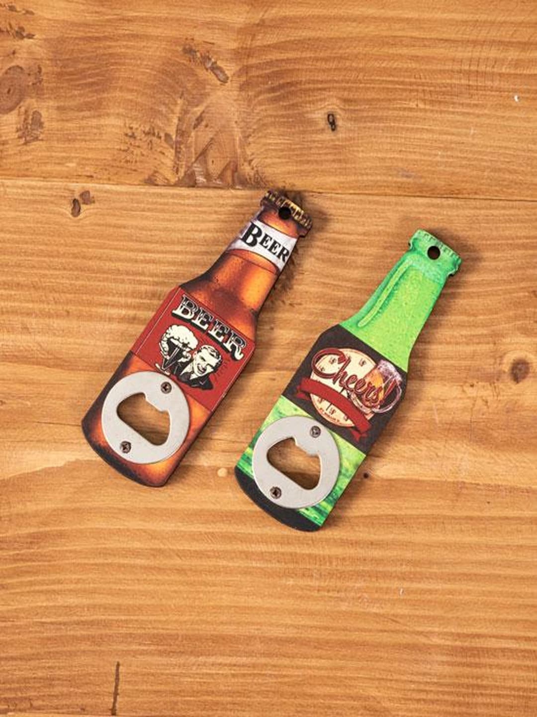 

THEDECORKART Set of 2 Beer Bottle Fridge Magnets Cum Openers, Multi