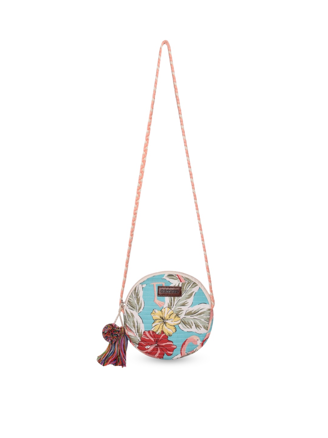 

ASTRID Multicoloured Floral Printed Bucket Sling Bag with Tasselled, Multi
