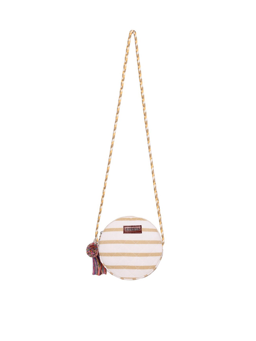 

ASTRID Beige Structured Sling Bag with Tasselled