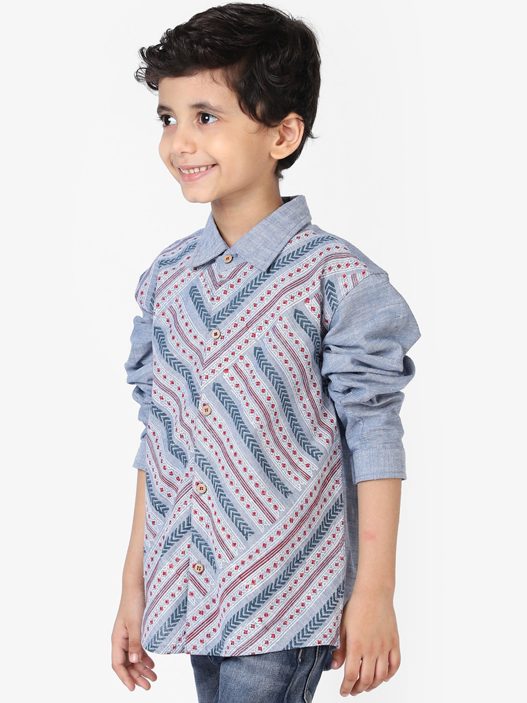 

Fabindia Boys Blue Opaque Striped Casual Shirt