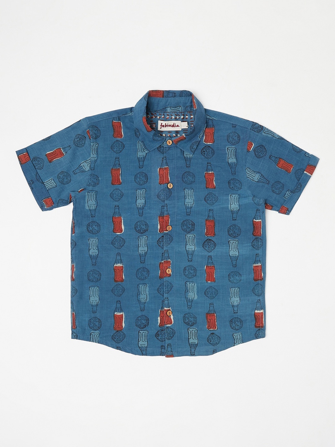 

Fabindia Boys Blue Opaque Printed Casual Shirt