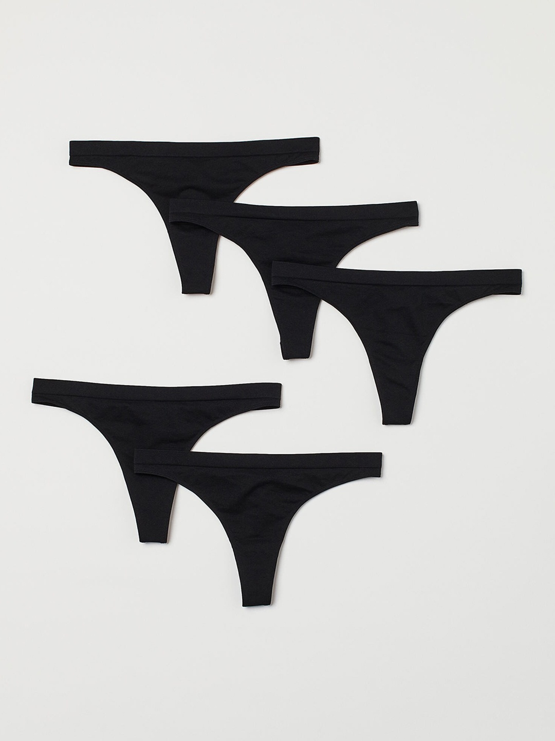 

H&M Women 5-Pack Seamless Thong Briefs, Black