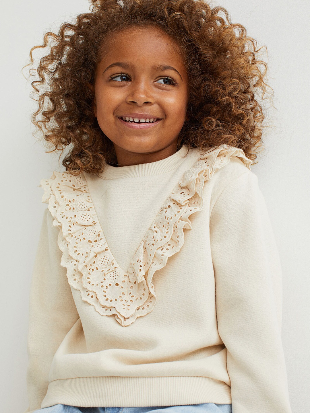 

H&M Girls Beige Solid Sweatshirt