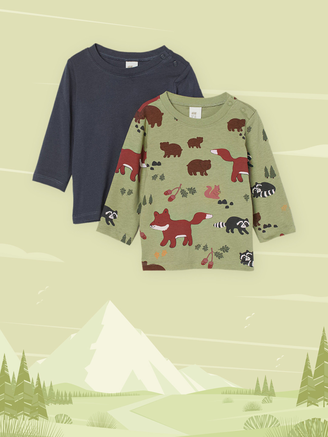 

H&M Boys 2-Pack Cotton Jersey Tops, Green