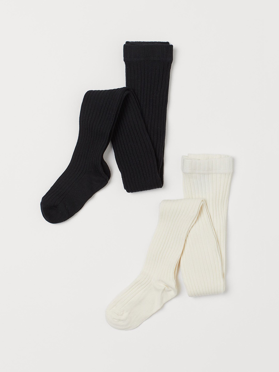 

H&M Girls 2-pack fine-knit tights, White