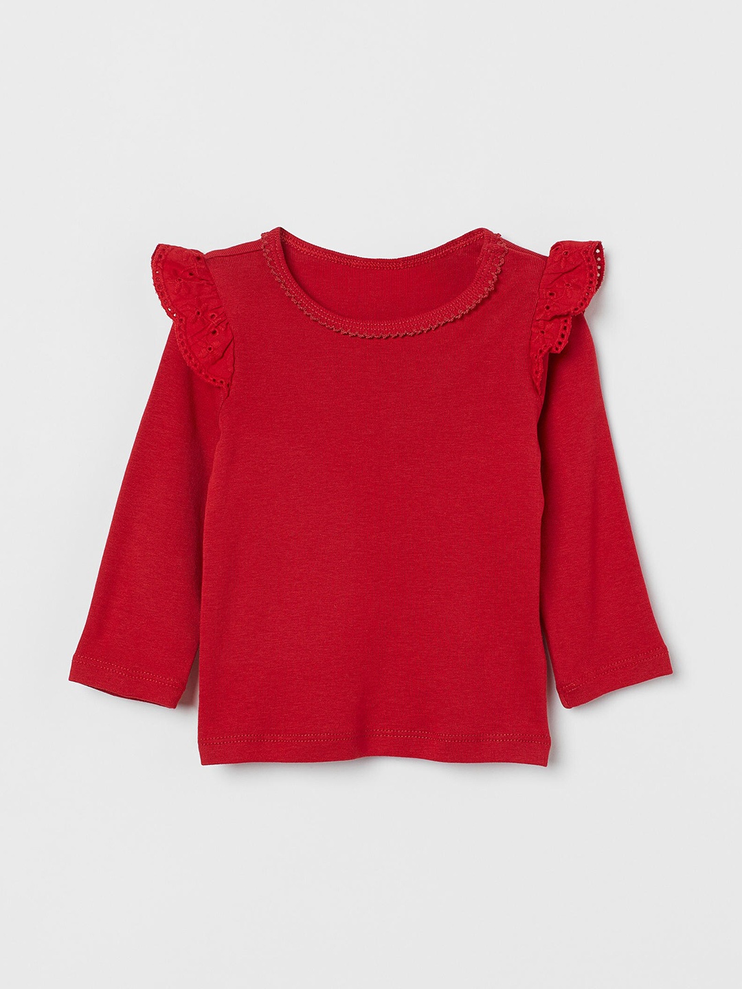 

H&M Girls Red Flounce-Trimmed Top