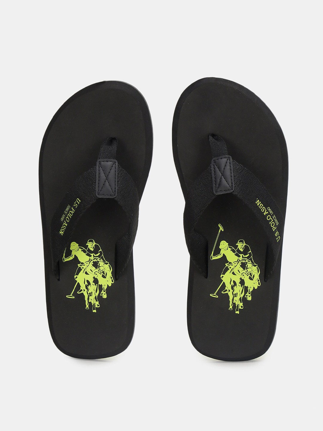 

U.S. Polo Assn. Men Black & Green Printed Natal Thong Flip-Flops