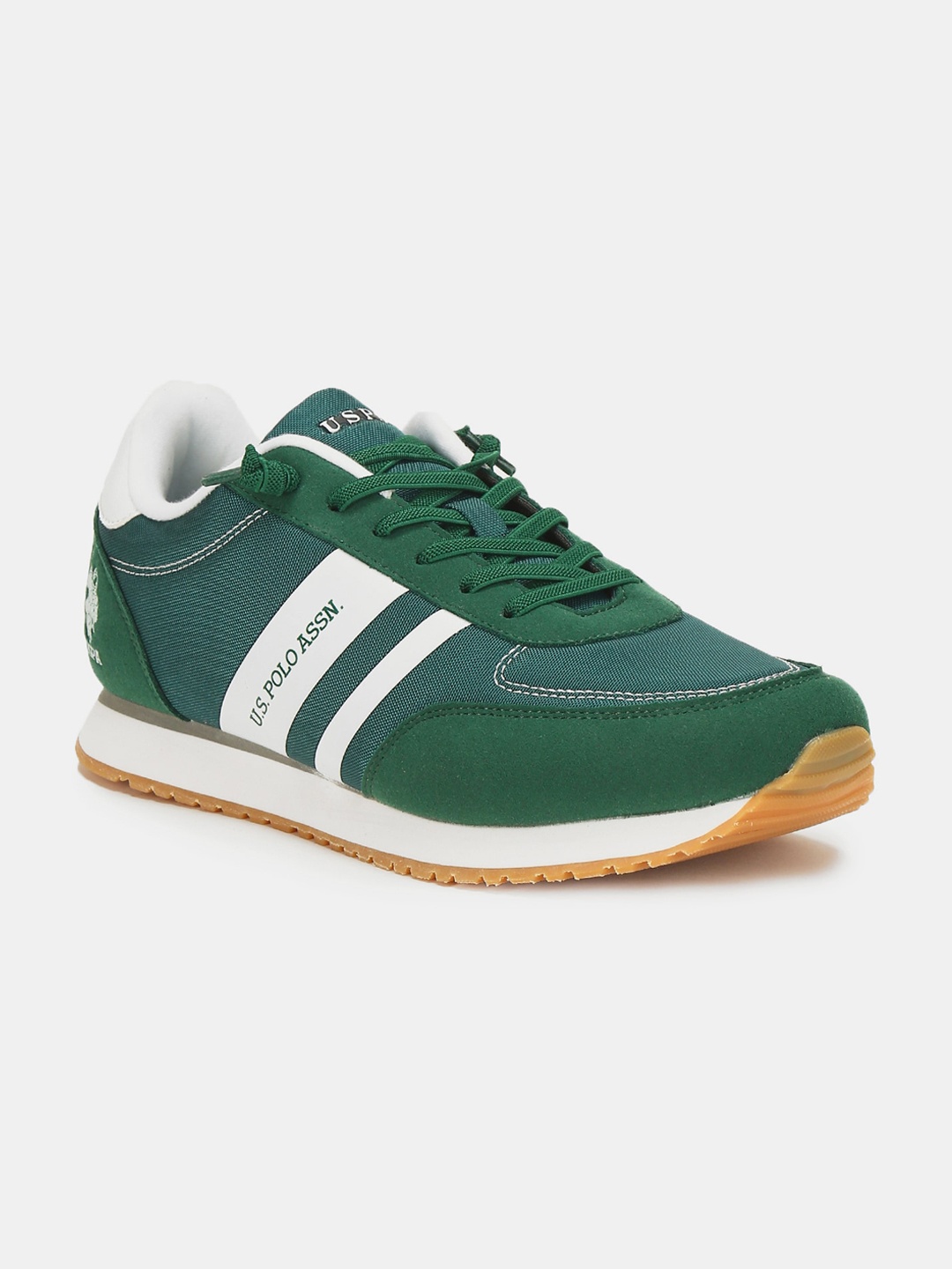 

U.S. Polo Assn. Men Green & White Striped PU Sneakers