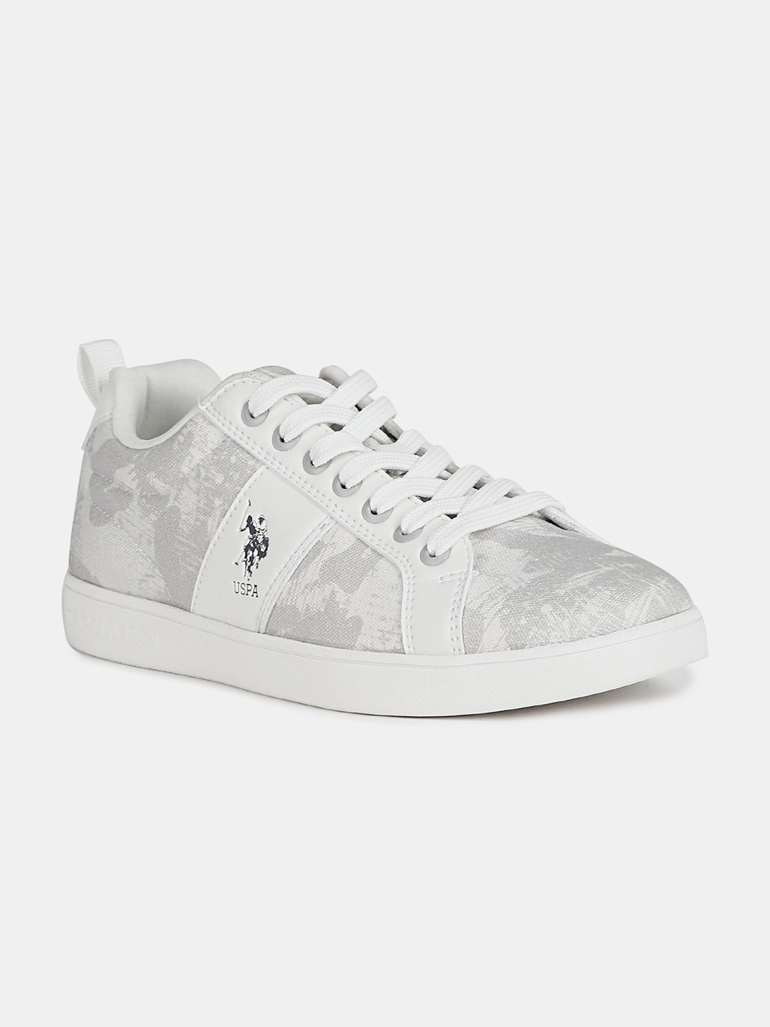 

U.S. Polo Assn. Men Off White & Grey Printed Sneakers