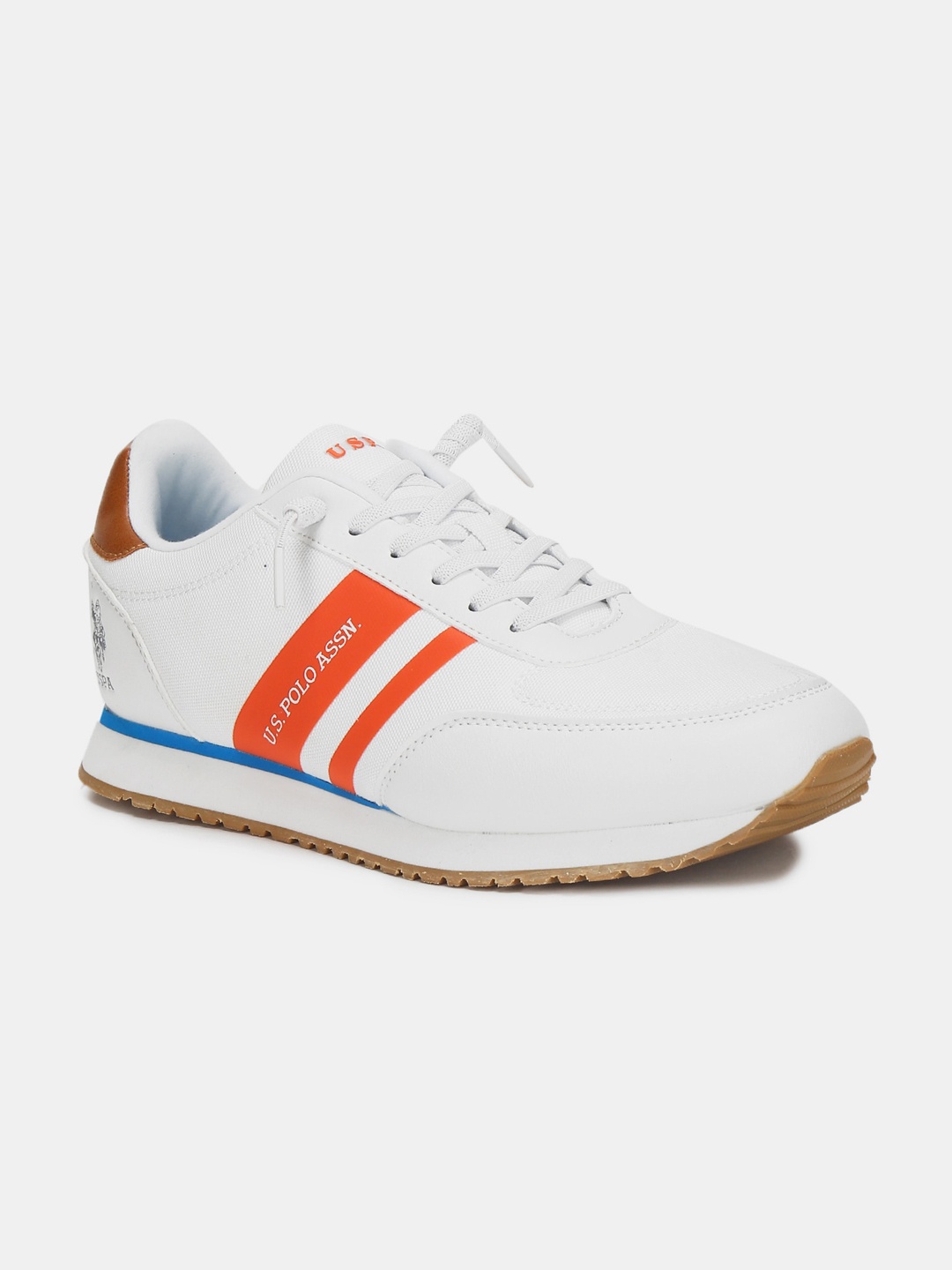

U S Polo Assn Men Off White Striped PU Sneakers
