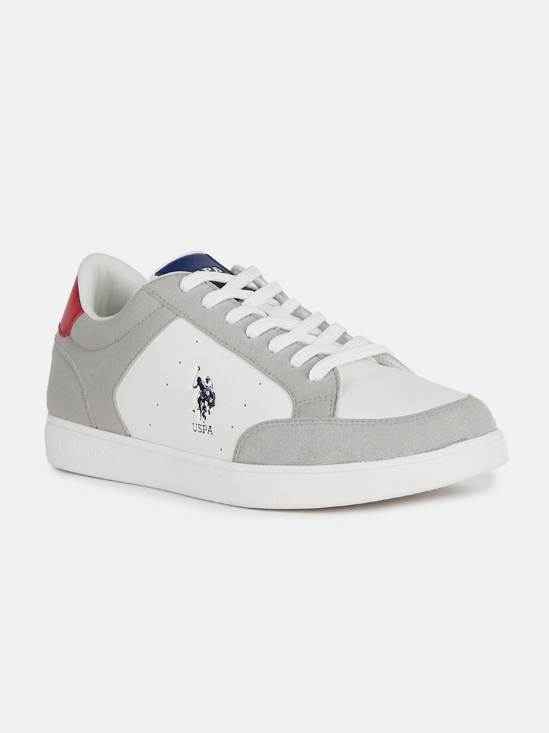 

U S Polo Assn Men Off White Colourblocked PU Sneakers