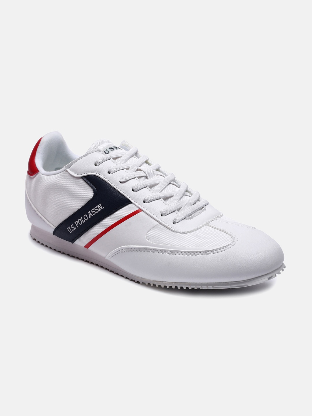 

U S Polo Assn Men Off White Colourblocked PU Sneakers