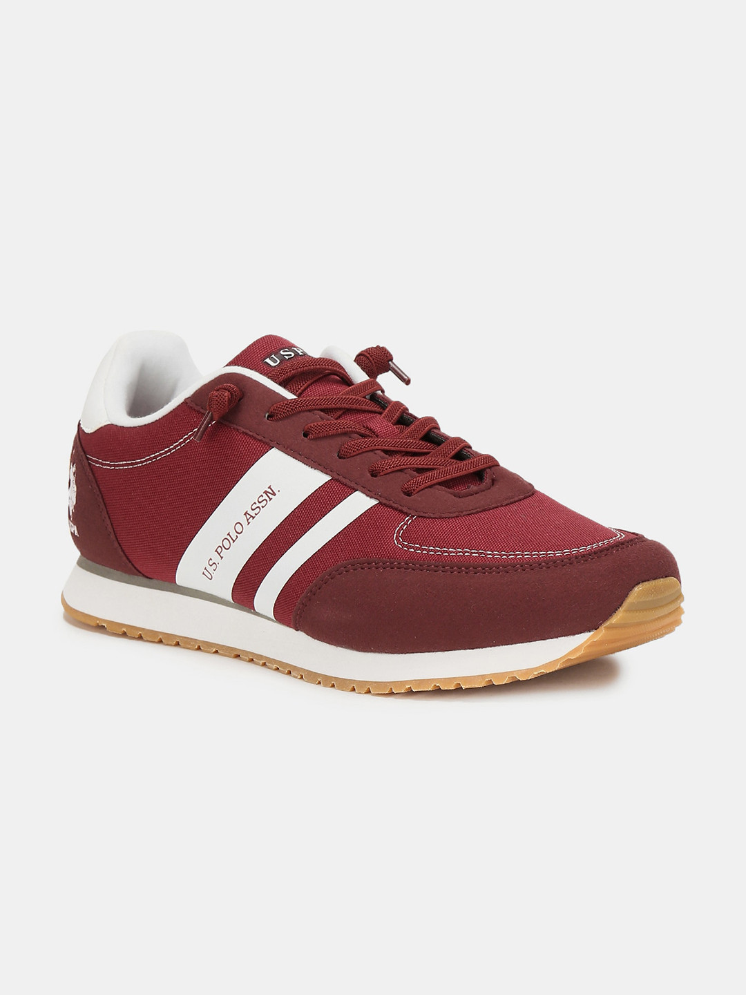 

U S Polo Assn Men Burgundy Colourblocked PU Sneakers
