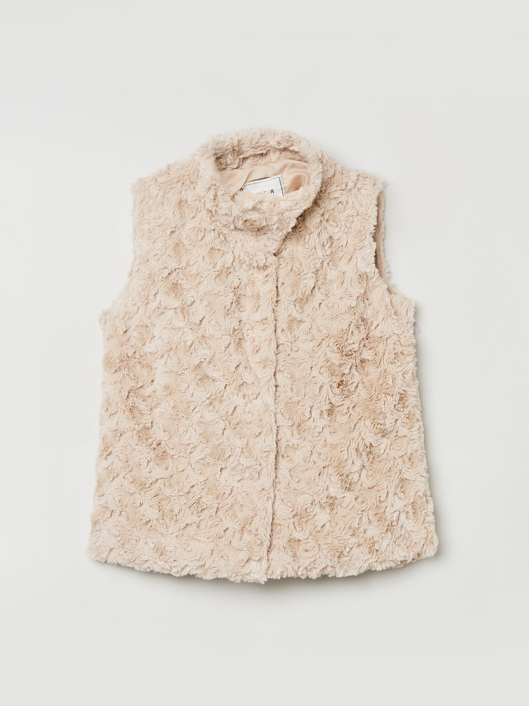 

max Girls Beige Self Design Tailored Jacket