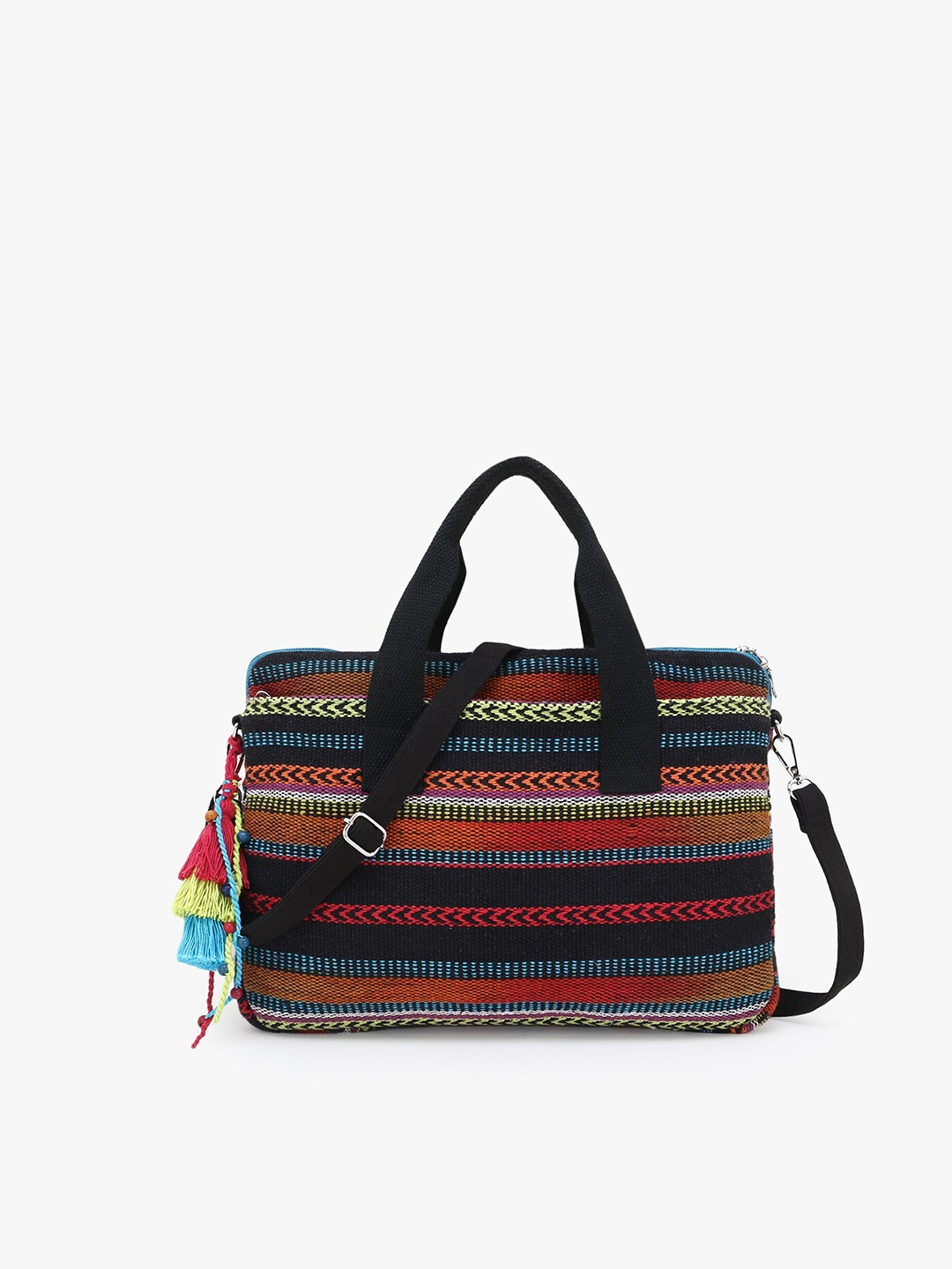 

Anekaant Women Black & Red Striped Laptop Bag
