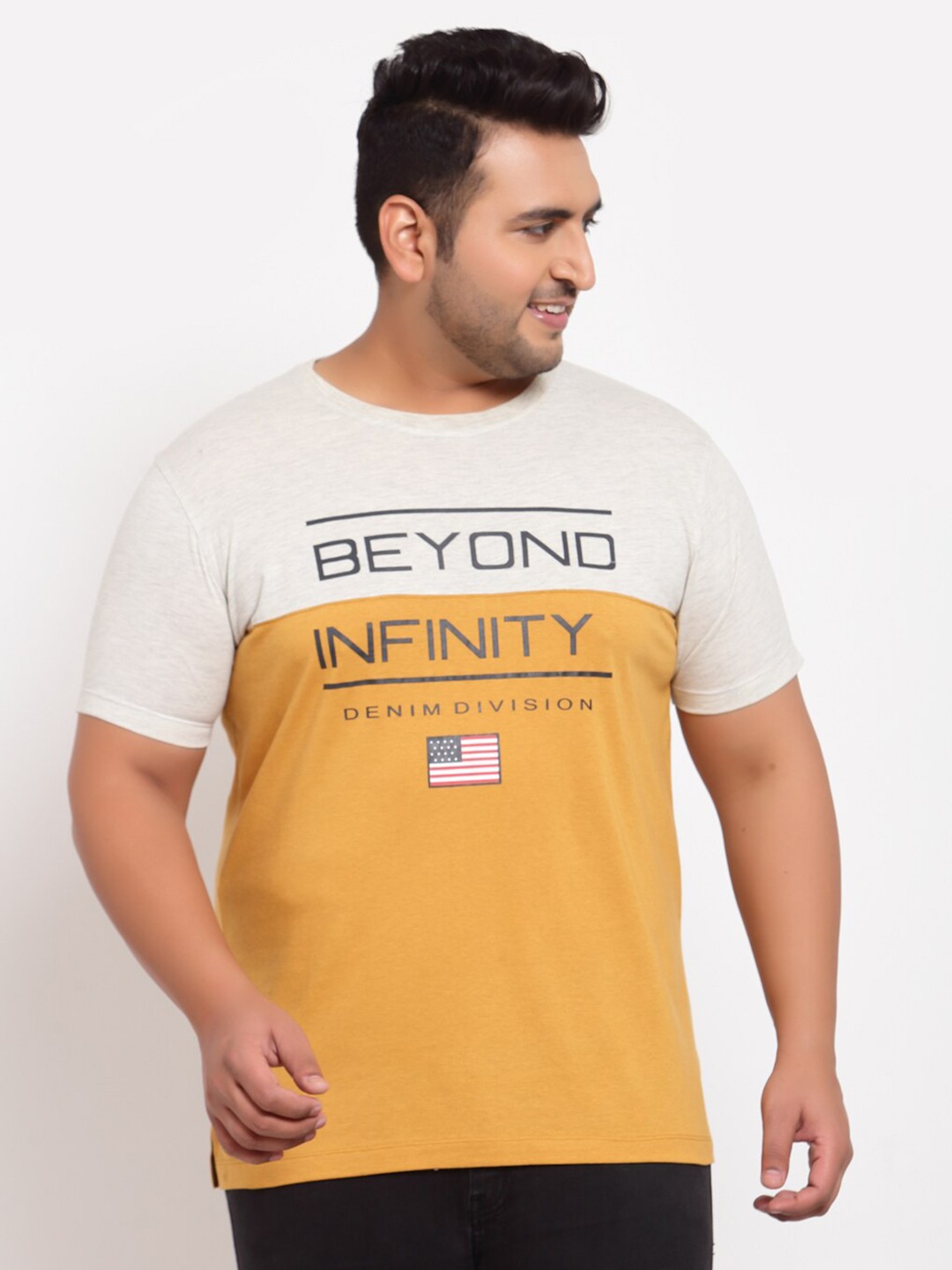 

plusS Men Mustard Yellow Printed T-shirt