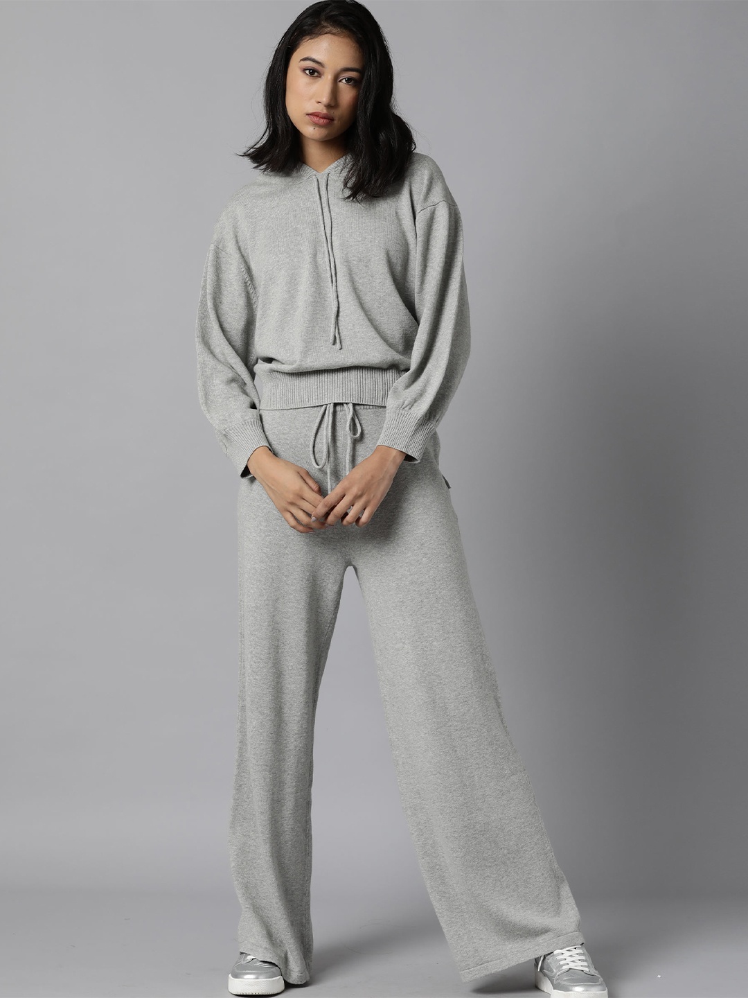 

RAREISM Women Grey Solid Cotton Tracksuit
