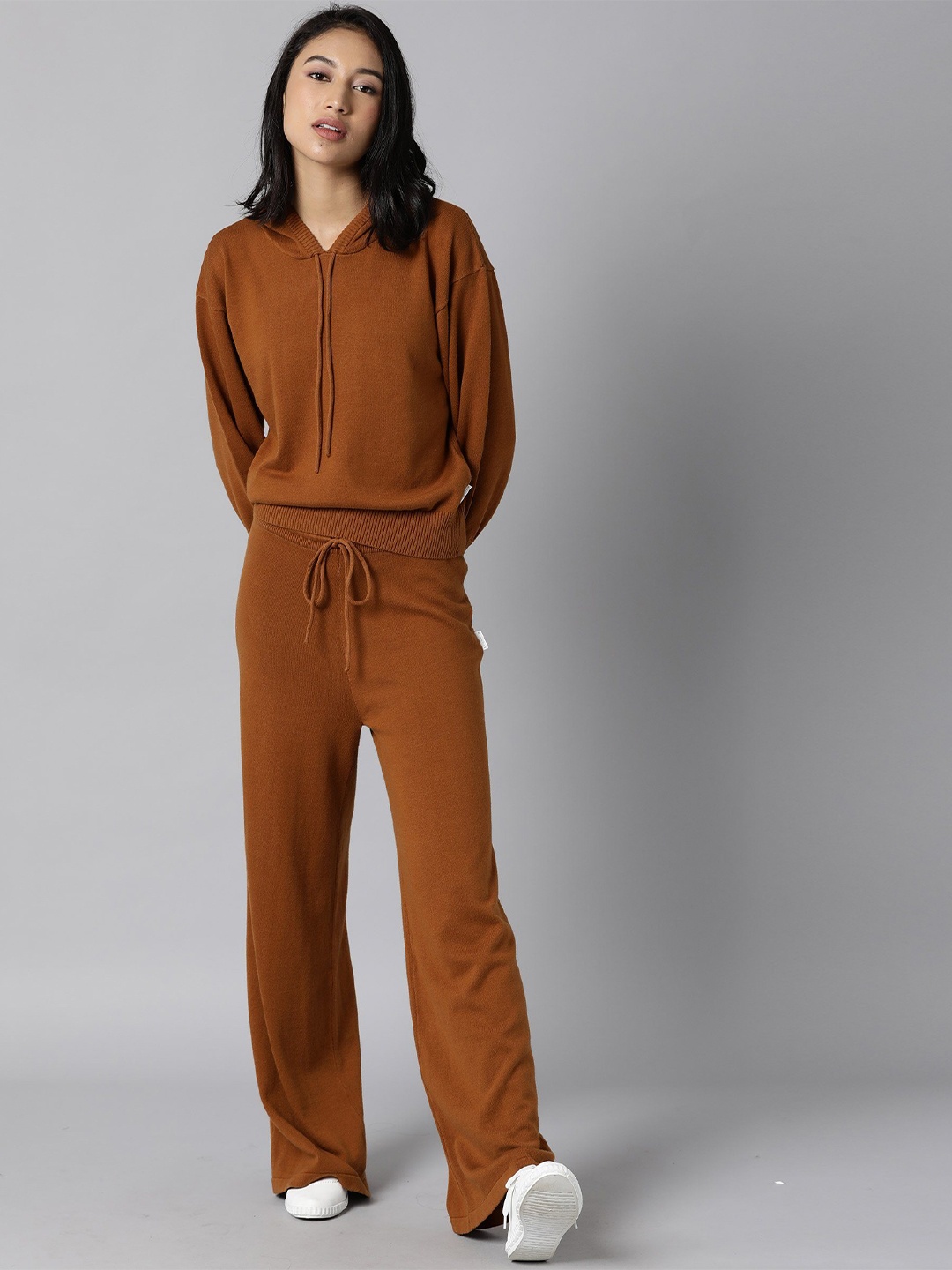 RAREISM Women Brown Colored Solid Track Suit