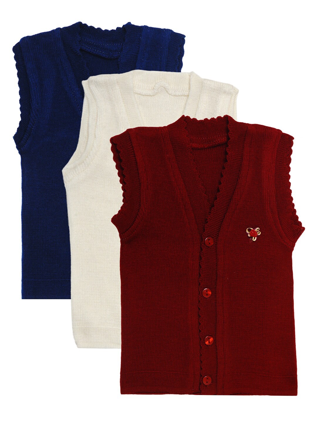 

FABNEST Pack Of 3 Kids Blue & Red Acrylic Cardigan