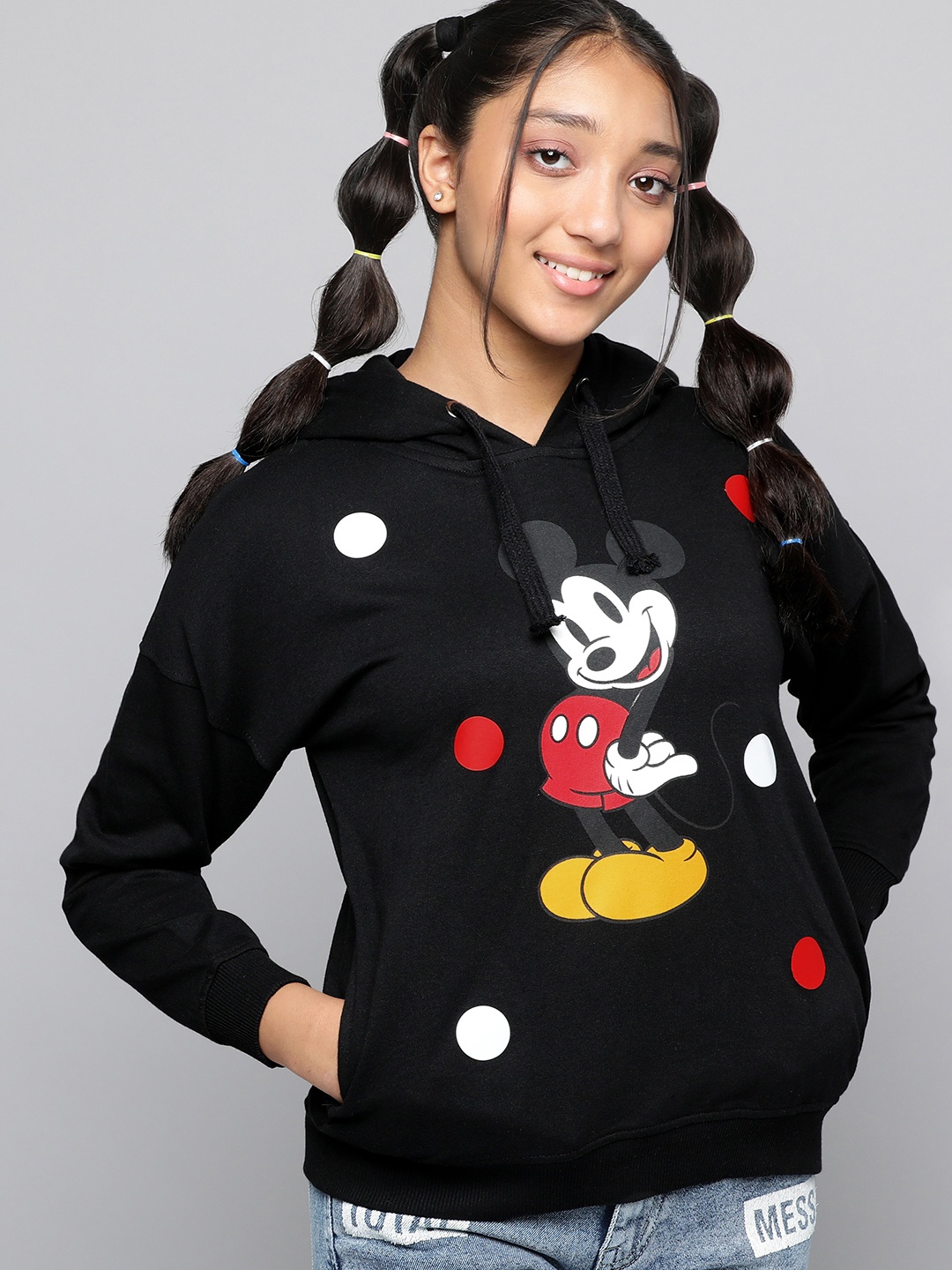 

Kook N Keech Disney Teens Girls Black & Red Mickey Mouse Print Sweatshirt