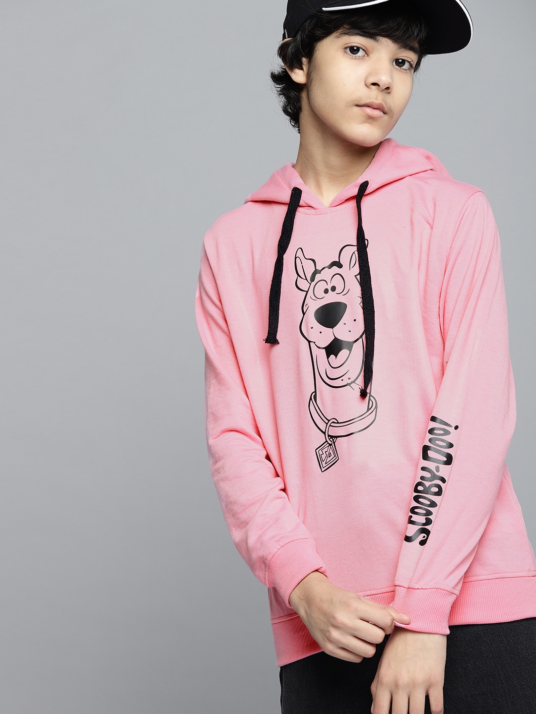 

Kook N Keech Toons Teens Boys Pink & Black Scooby Doo Print Hooded Sweatshirt