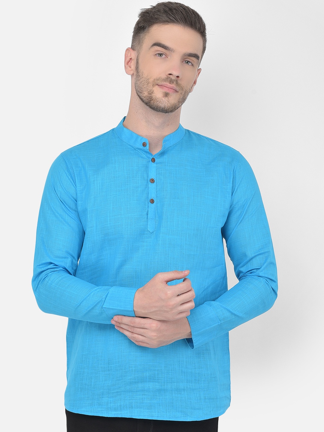 

SG LEMAN Men Blue Handloom Kurta