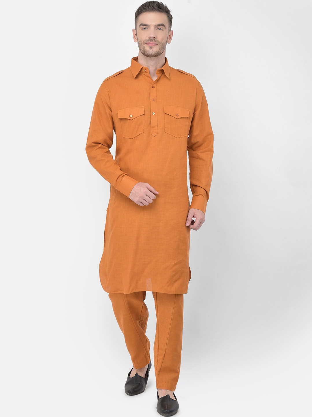 

SG LEMAN Men Orange Regular Kurta with Pyjamas