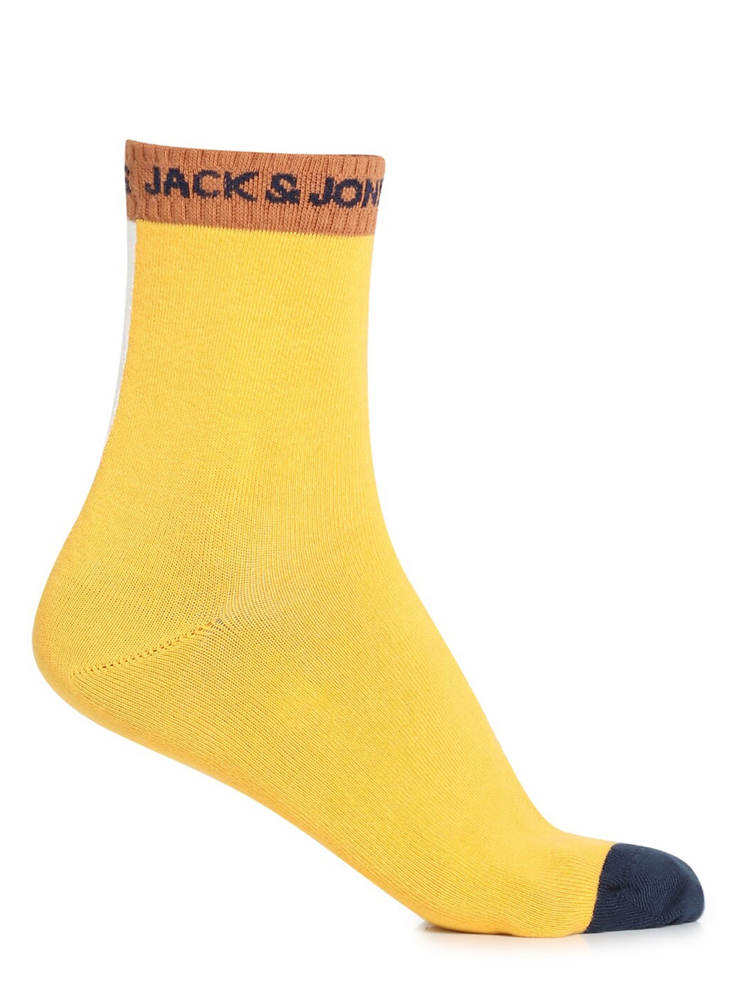 

Jack & Jones Unisex Yellow & White Colourblocked Cotton Above Ankle-Length Socks