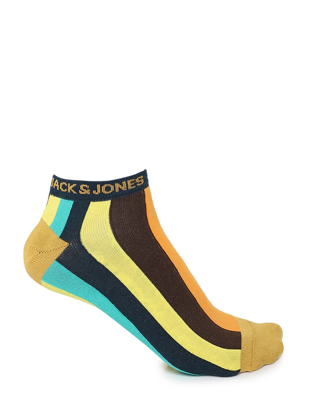

Jack & Jones Unisex Multicoloured Striped Cotton Ankle-Length Socks, Multi