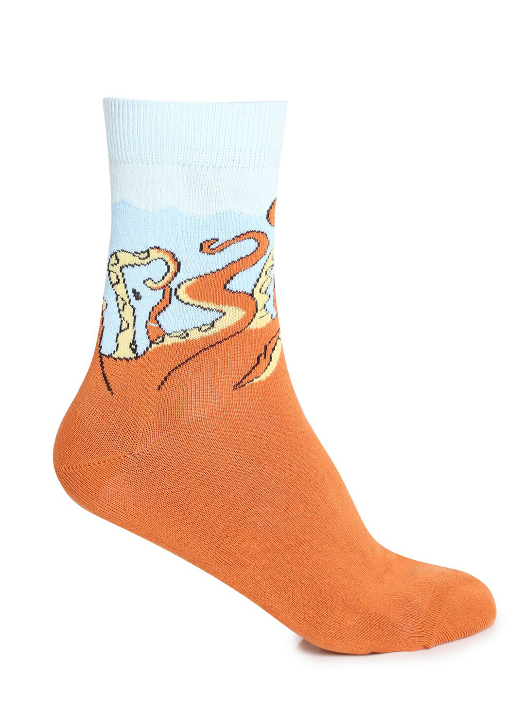 

Jack & Jones Unisex Orange & Blue Patterned Cotton Ankle-Length Socks