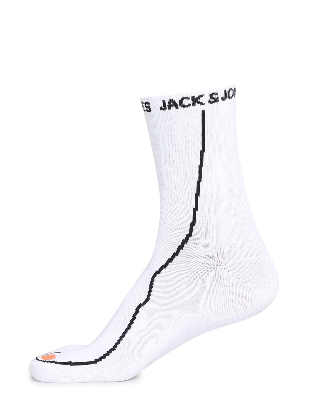 

Jack & Jones Unisex White & Black Patterned Cotton Above Ankle-Length Socks