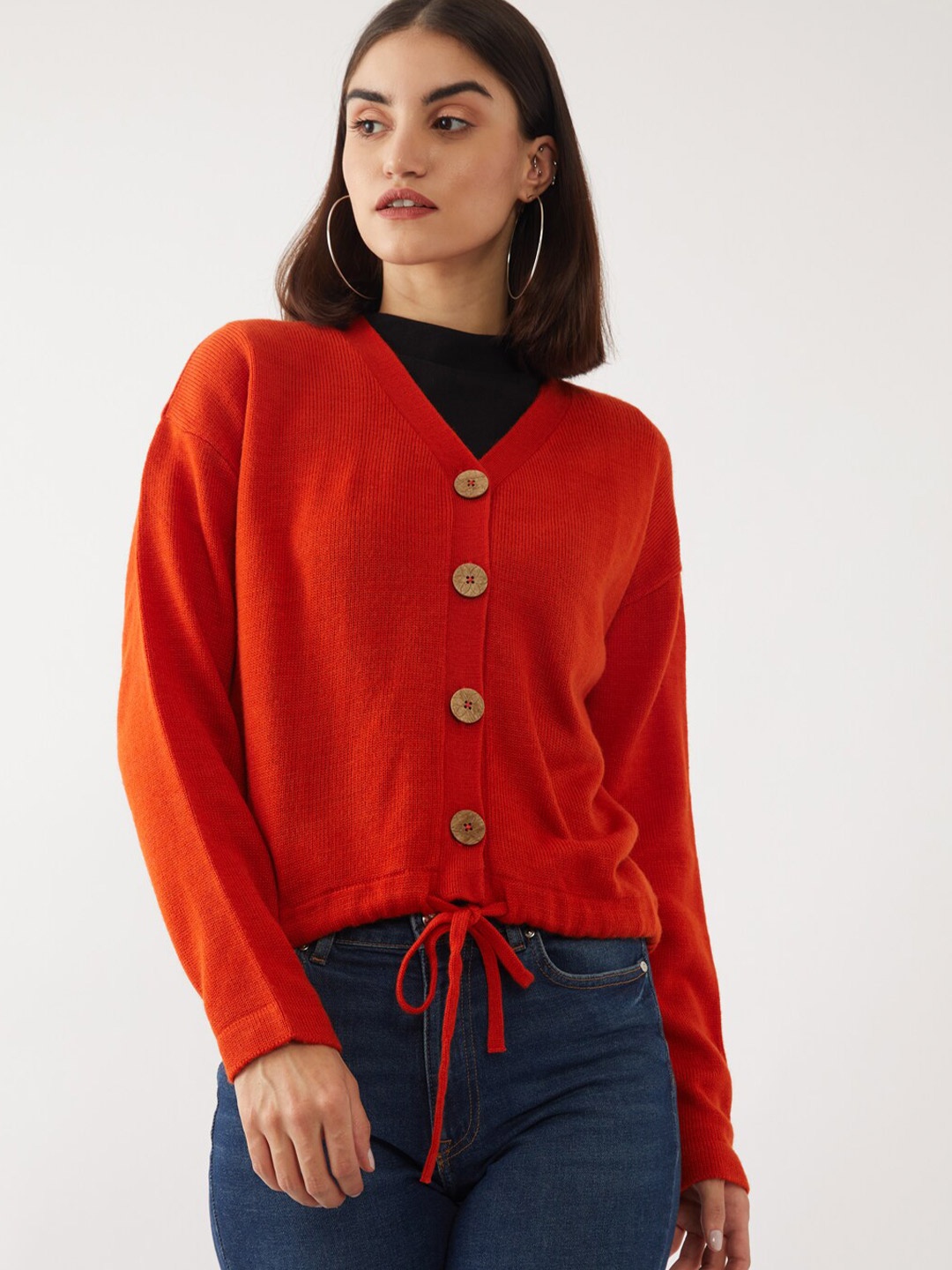 

Zink London Women Orange Pure Acrylic Cardigan