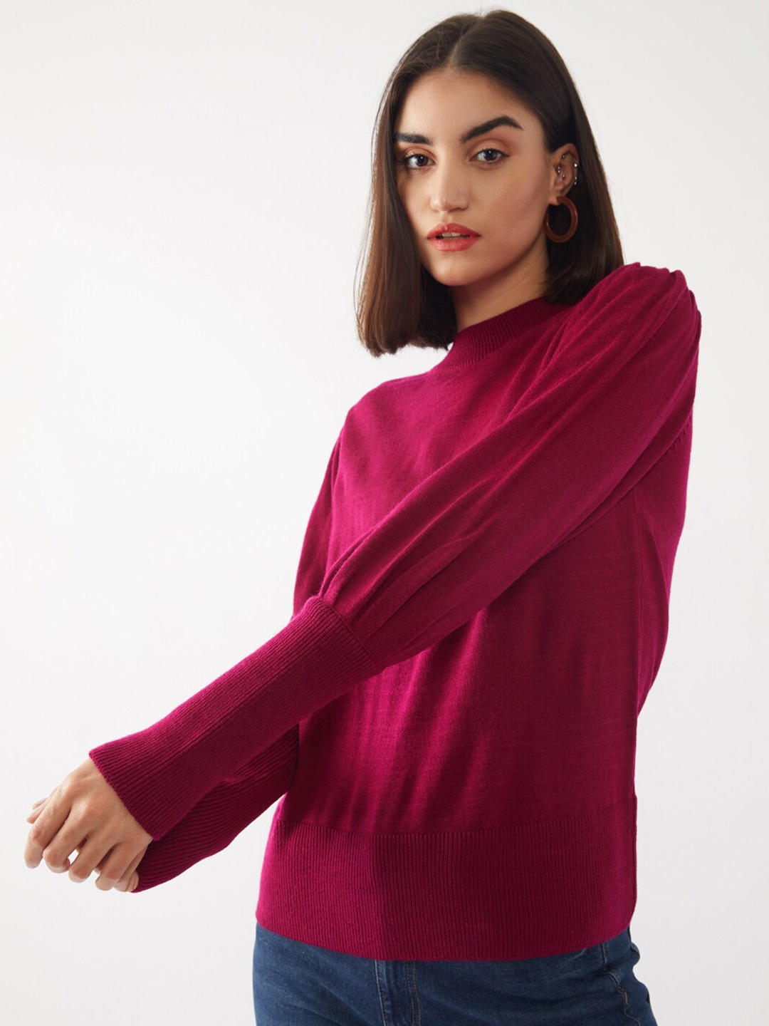 

Zink London Women Pink Pure Acrylic Pullover