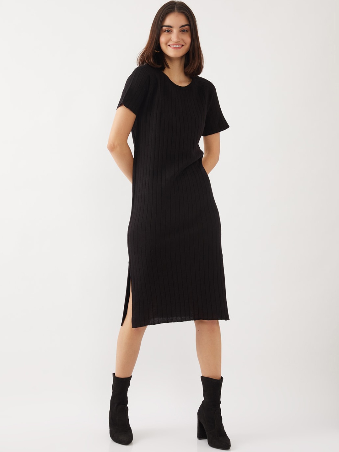 

Zink London Black Acrylic T-shirt Dress