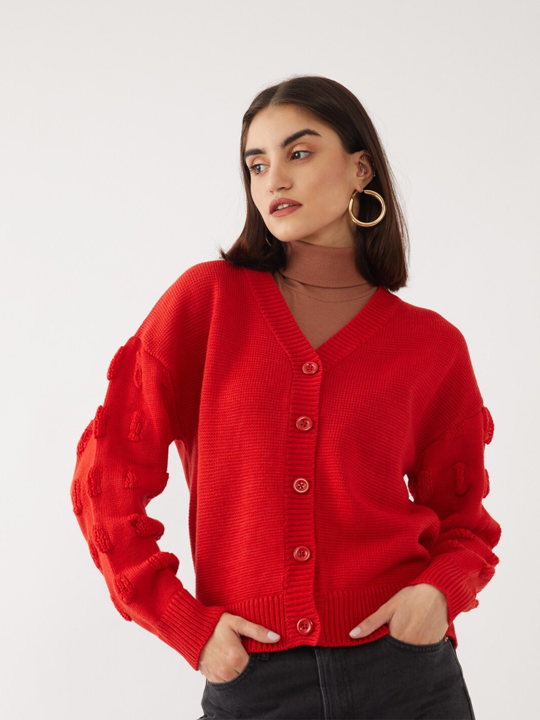 

Zink London Women Red Pure Acrylic Cardigan