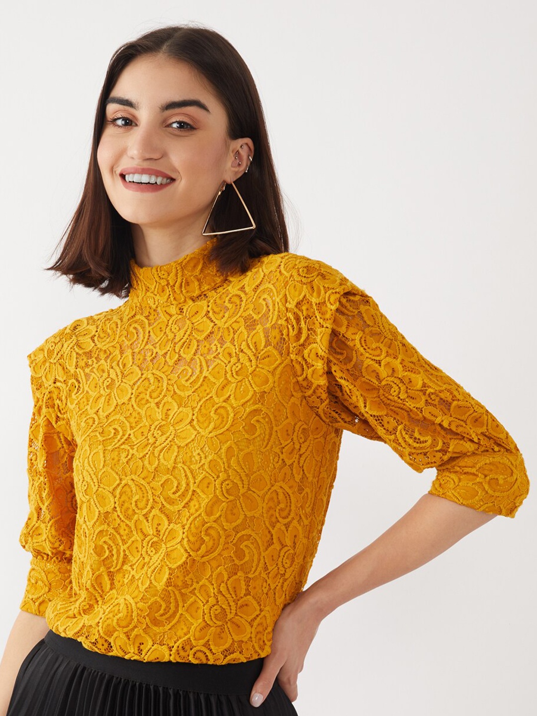 

Zink London Yellow Lace Regular Top