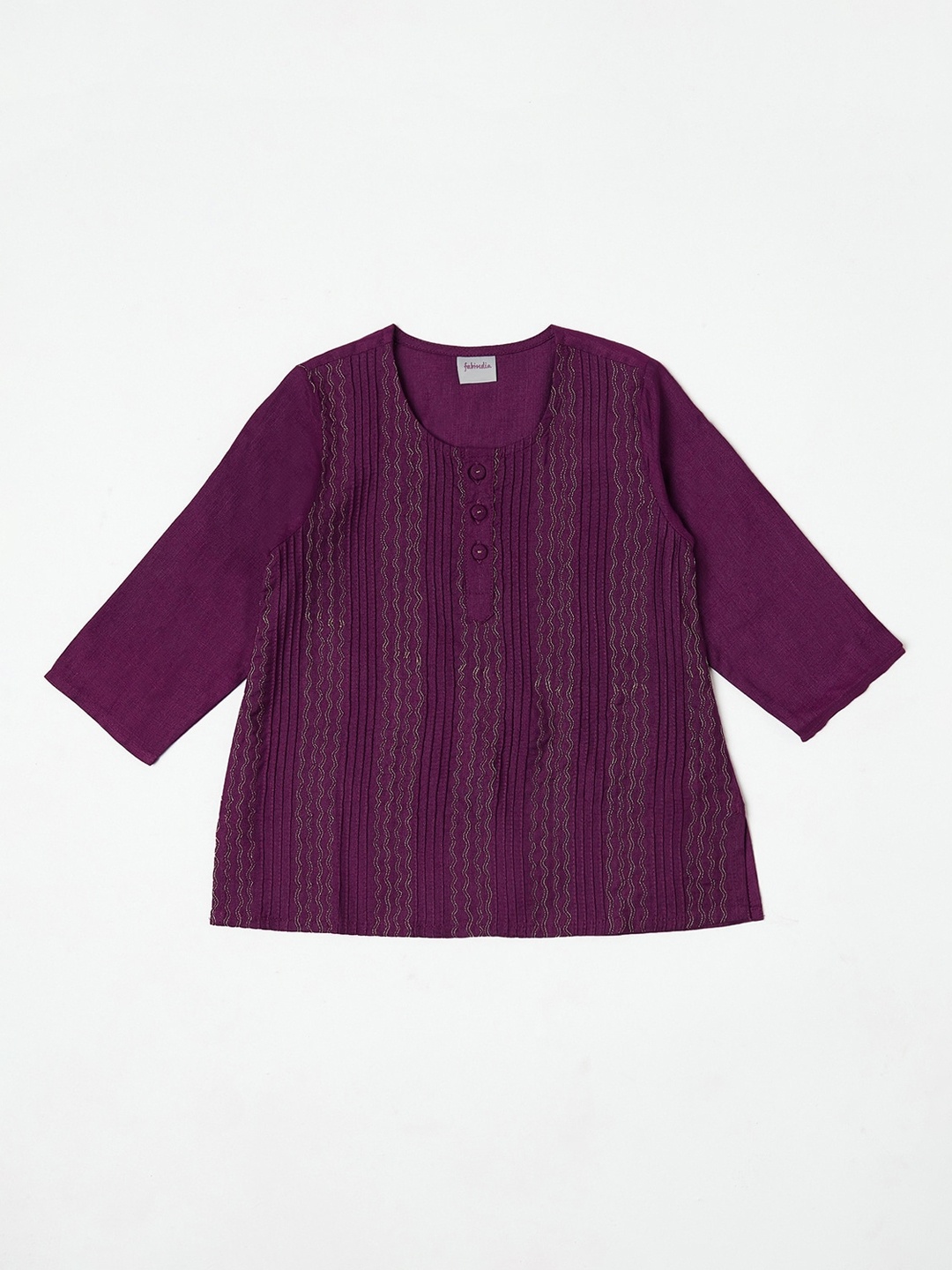 

Fabindia Boys Purple Embroidered Flared Sleeves Thread Work Anarkali Kurta