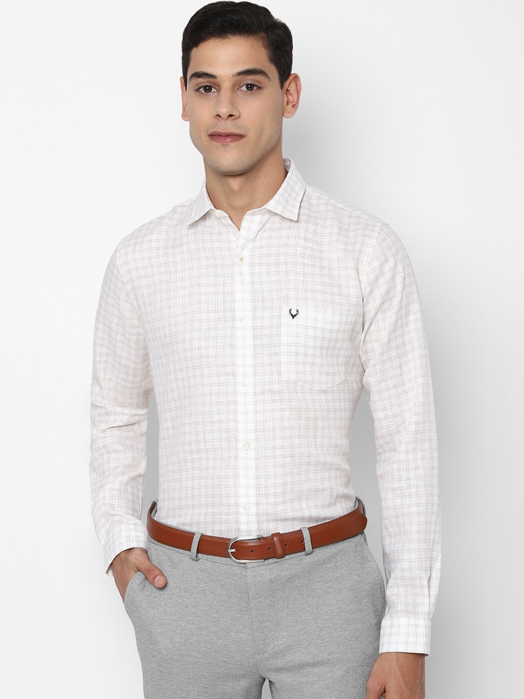 

Allen Solly Men White Slim Fit Grid Tattersall Checks Opaque Checked Formal Shirt