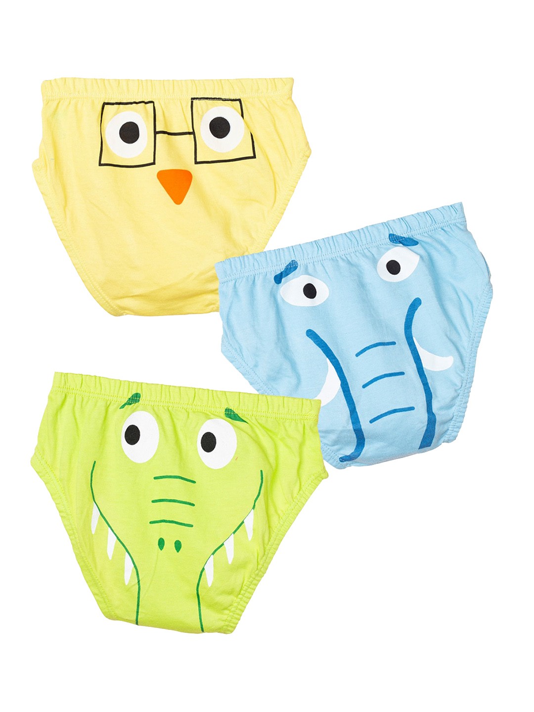 

You Got Plan B Girls Pack of 3 Printed Pure Cotton Basic Briefs, Yellow
