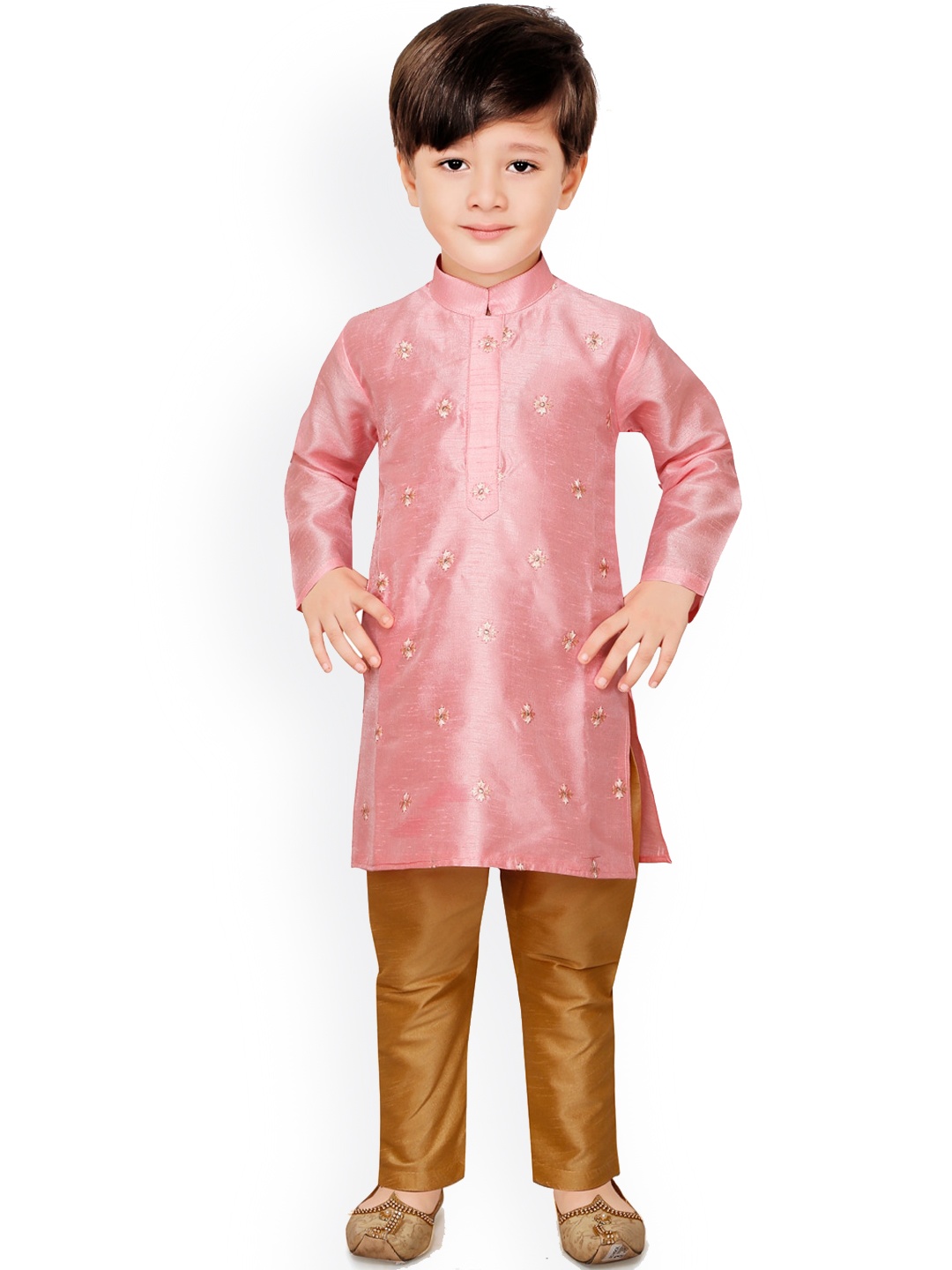 

Ridokidz Boys Pink Embroidered Regular Kurta with Pyjamas