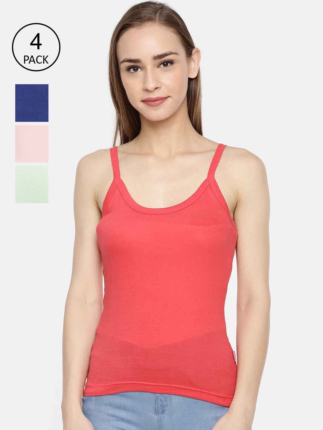 

Dollar Missy Pack of 4 Combed Cotton Camisole, Assorted