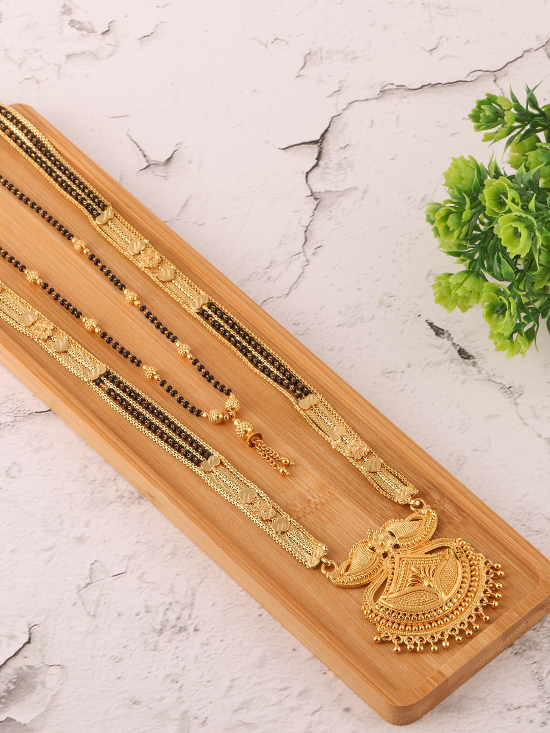 

Brandsoon Women Gold & Black Mangalsutra Set