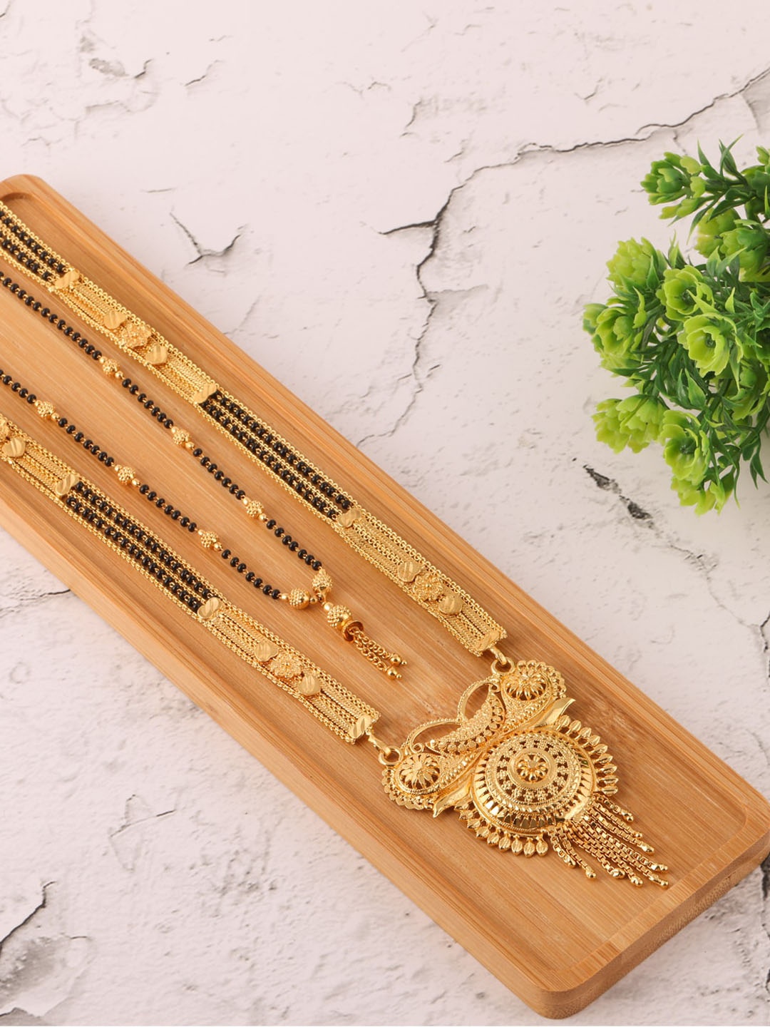 Brandsoon Women Gold & Black Mangalsutra Set