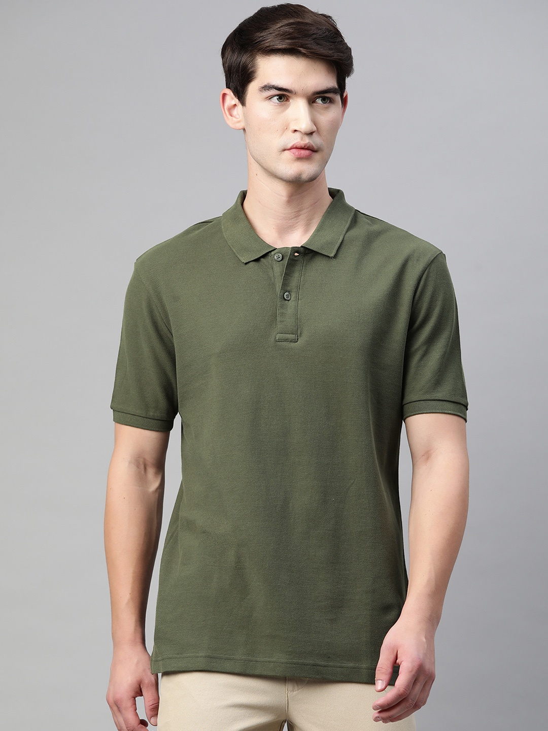 

Marks & Spencer Men Olive Green Polo Collar T-shirt