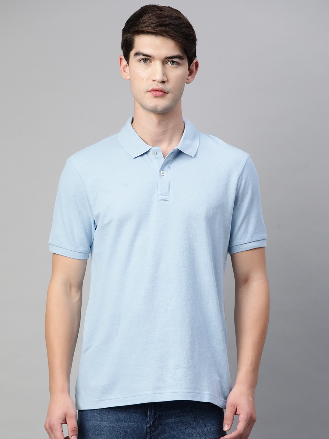 

Marks & Spencer Men Blue Polo Collar T-shirt