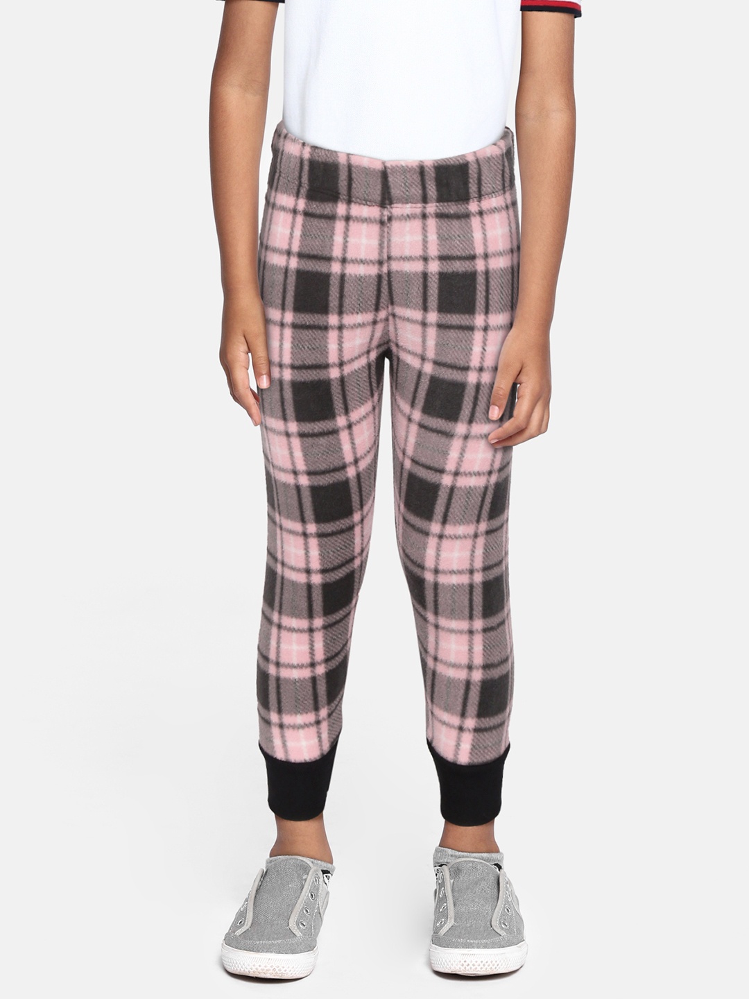 

CrayonFlakes Kids Pink Checked Fleece Joggers