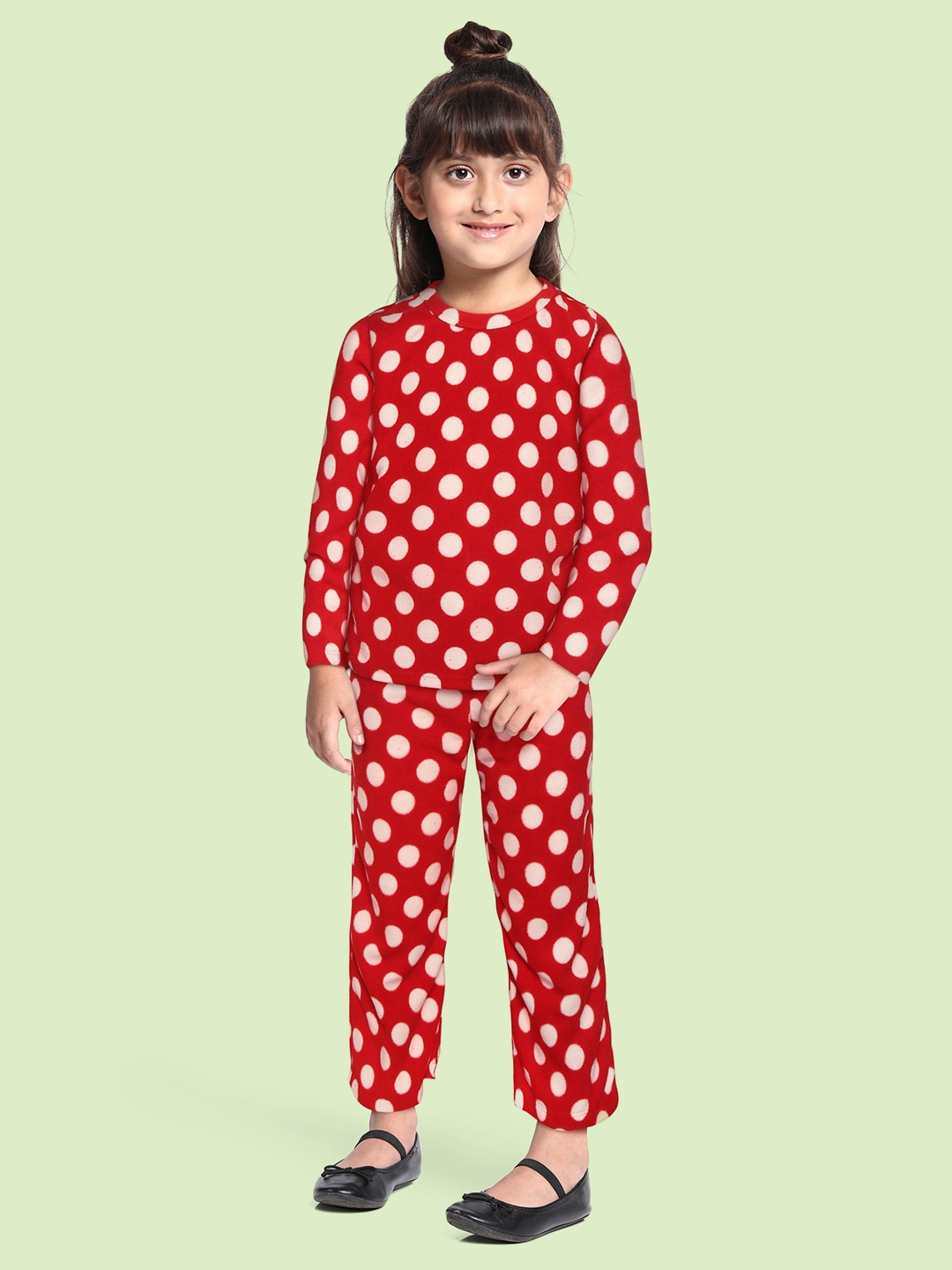 

CrayonFlakes Girls Red & White Printed T-shirt with Trousers